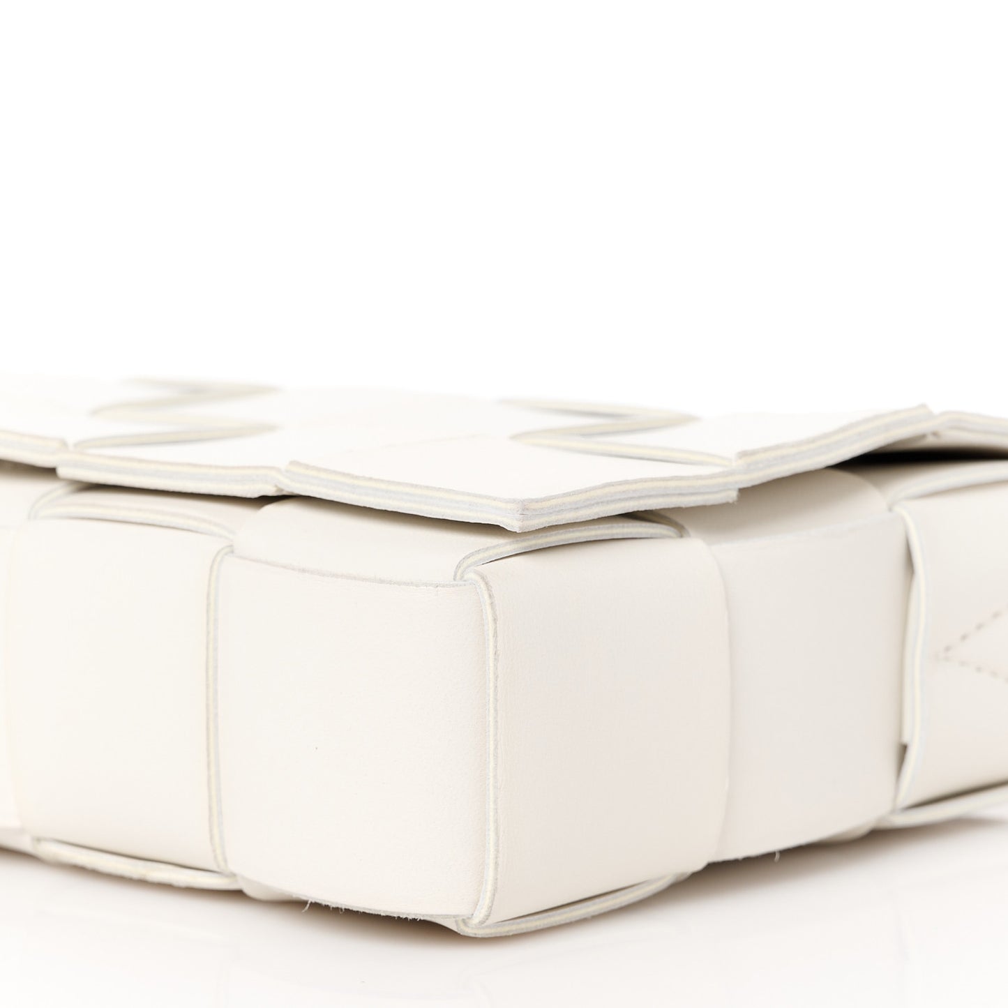Lambskin Maxi Intrecciato Cassette Crossbody Bag White