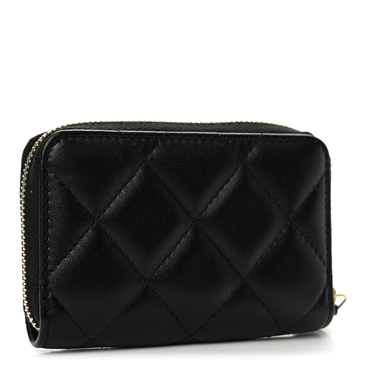 Chanel Lambskin Plexiglass Quilted Coco Love Zip Coin Purse Black 3 of 8