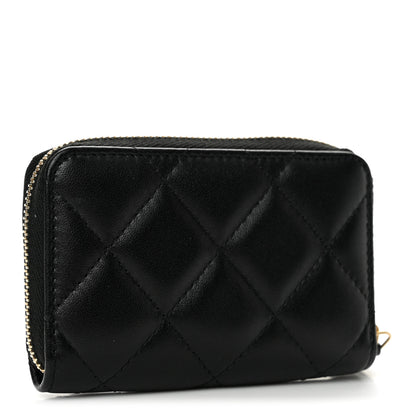 Chanel Lambskin Plexiglass Quilted Coco Love Zip Coin Purse Black 3 of 8