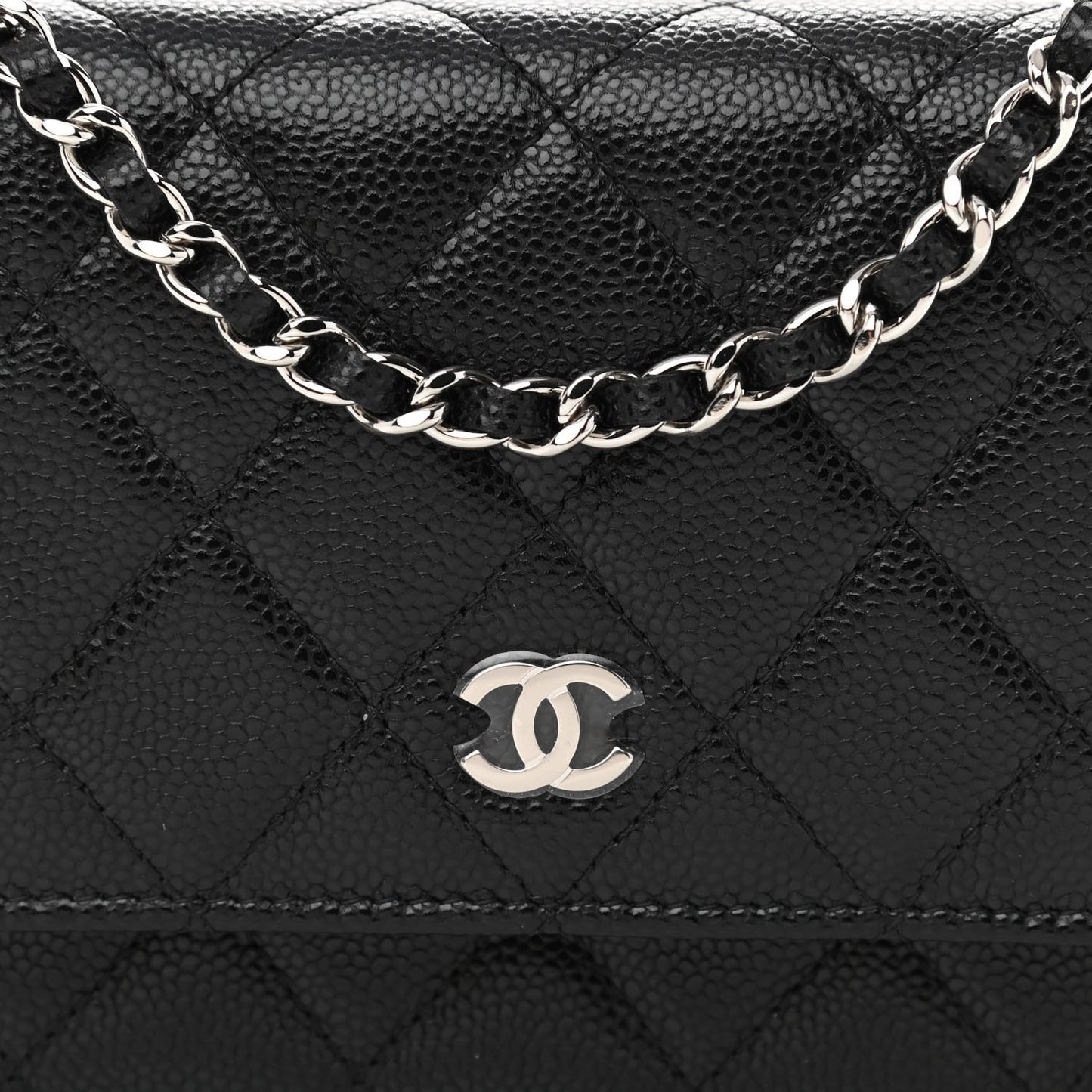 Caviar Quilted Mini Wallet On Chain WOC Black