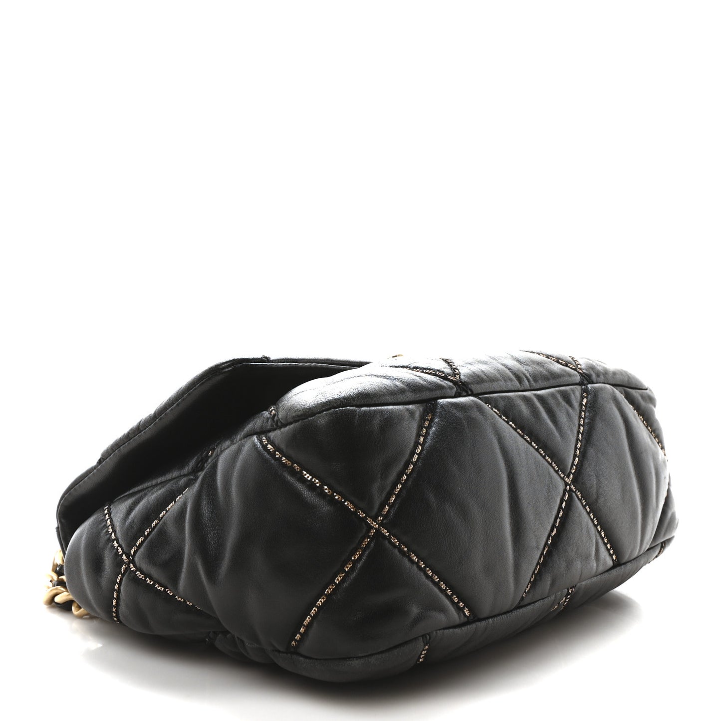 Lambskin Chain Quilted Medium Chanel 19 Flap Black
