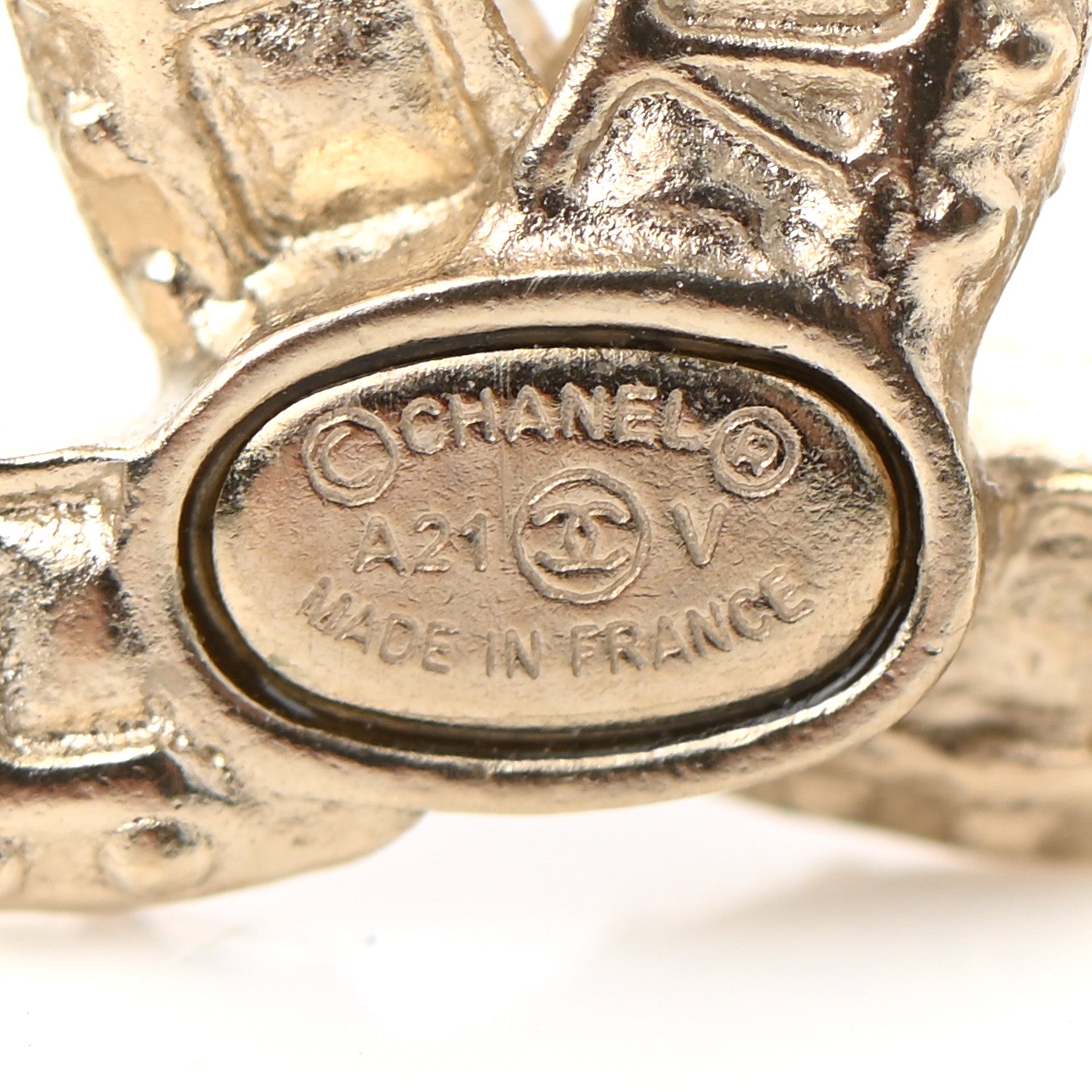 Chanel Crystal Timeless CC Earrings Light Gold 4 of 5