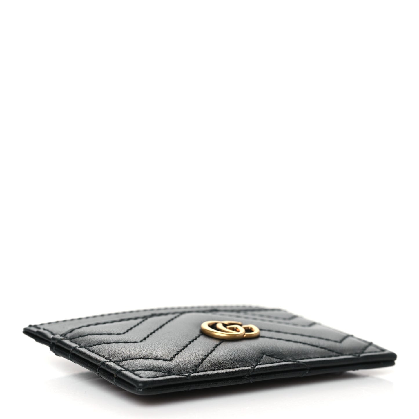 Calfskin Matelasse GG Marmont Card Holder Black