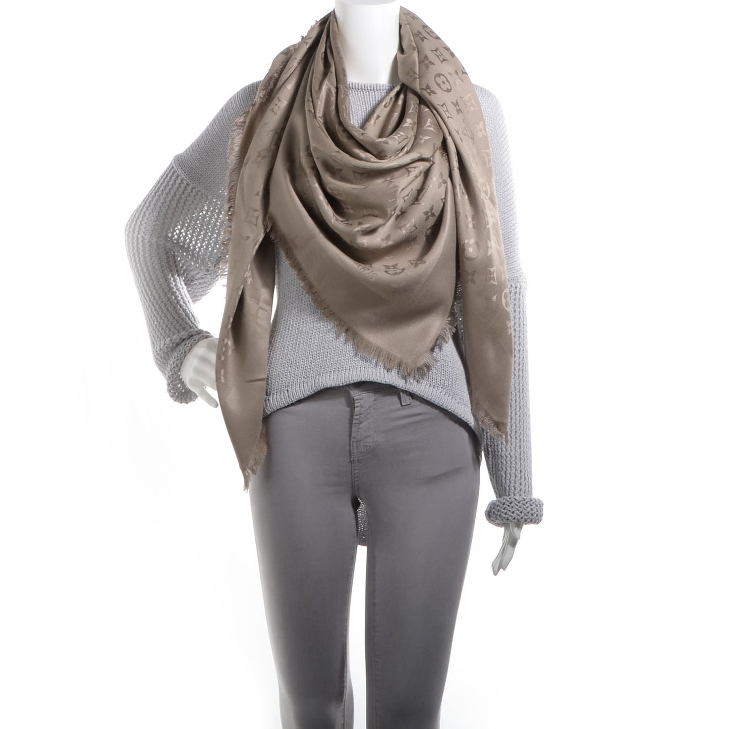 Silk Wool Monogram Shawl Verone