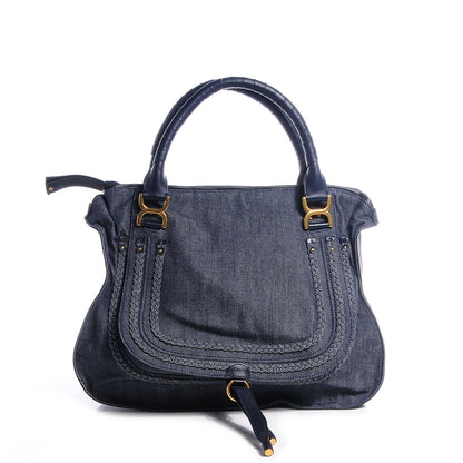 Chloe Denim Large Marcie Satchel Navy 1 of 10
