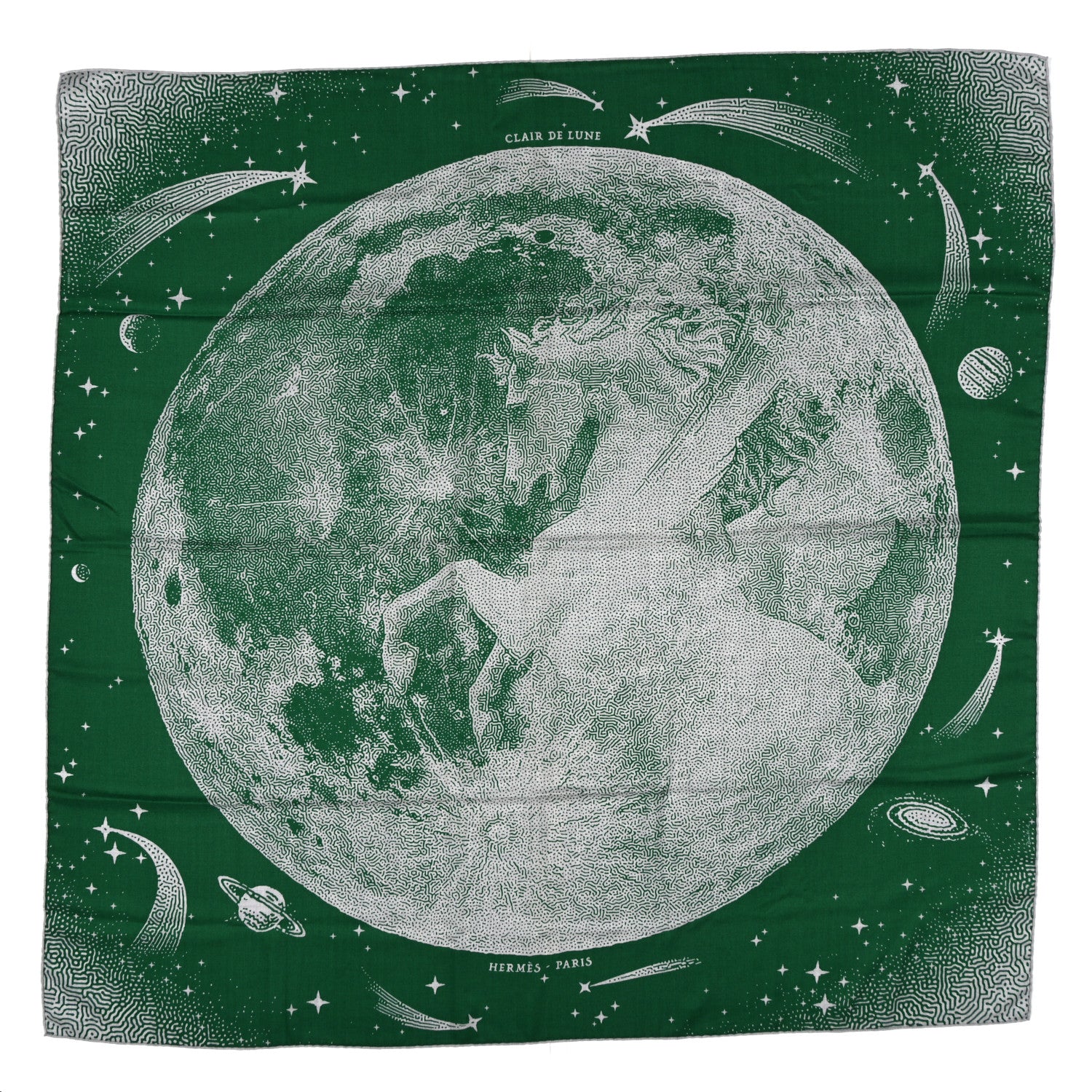 Hermes Silk Cashmere Clair De Lune Shawl 140 Green 1 of 3