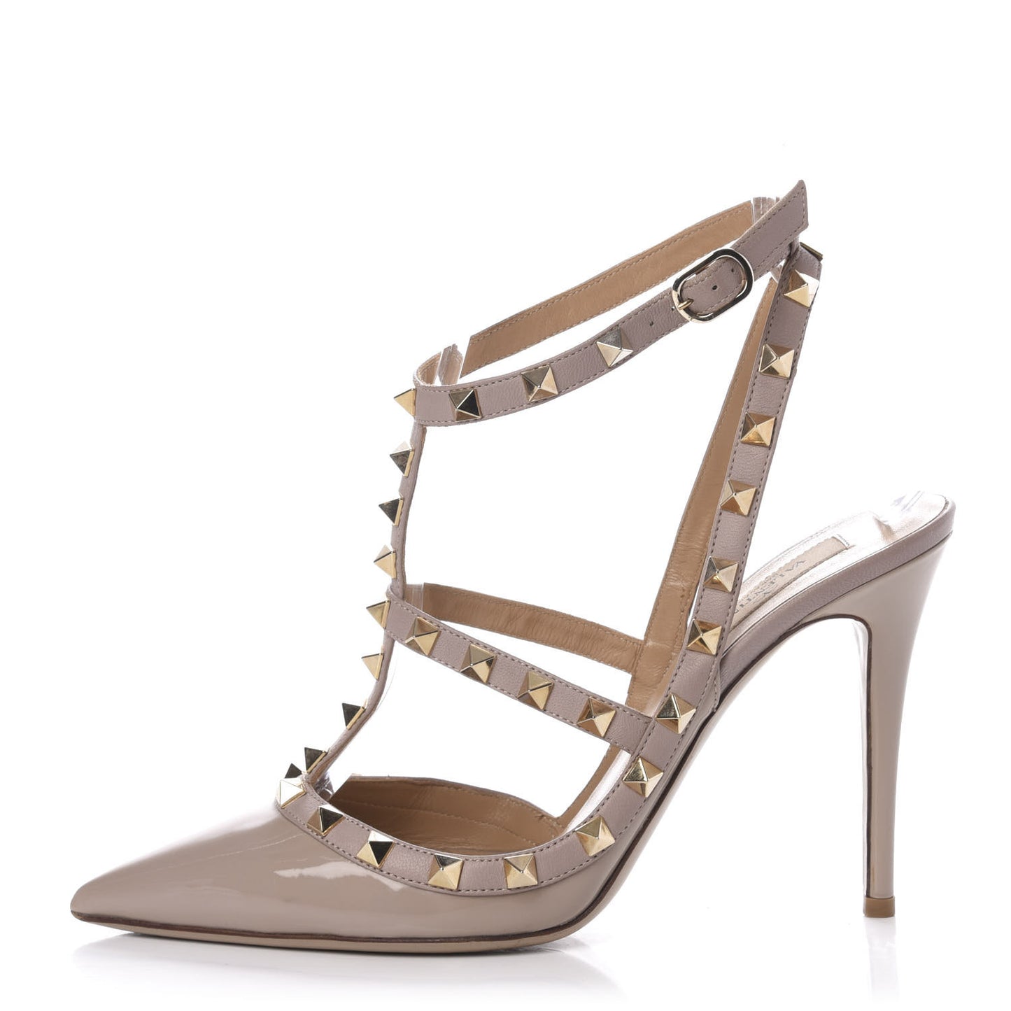 Patent Rockstud Ankle Strap Pumps 39 Poudre