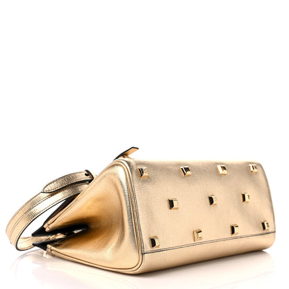Salvatore Ferragamo Metallic Hammered Calfskin Studio Top Handle Bag Gold 4 of 16