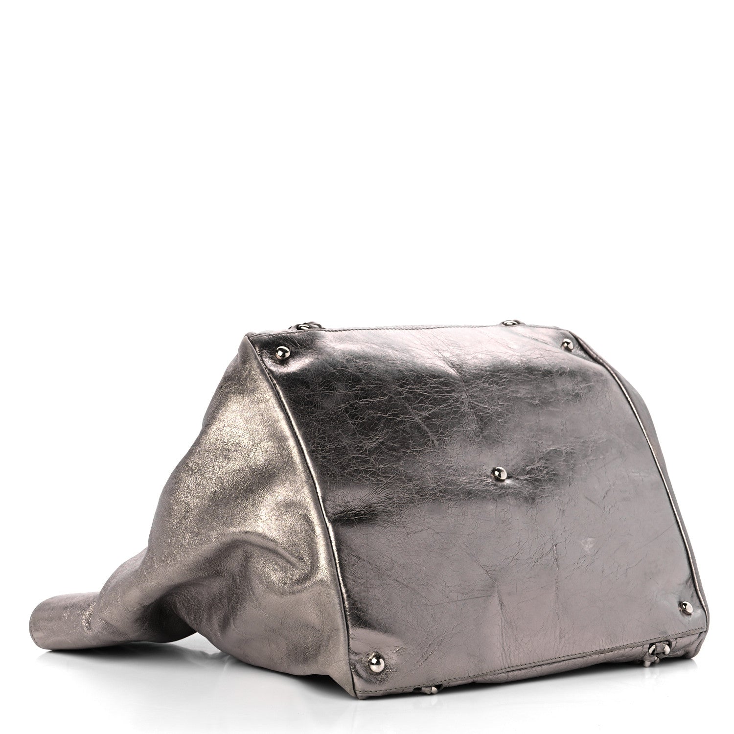 Chanel Metallic Cracked Calfskin Modern Chain Tote Dark Silver 4 of 12