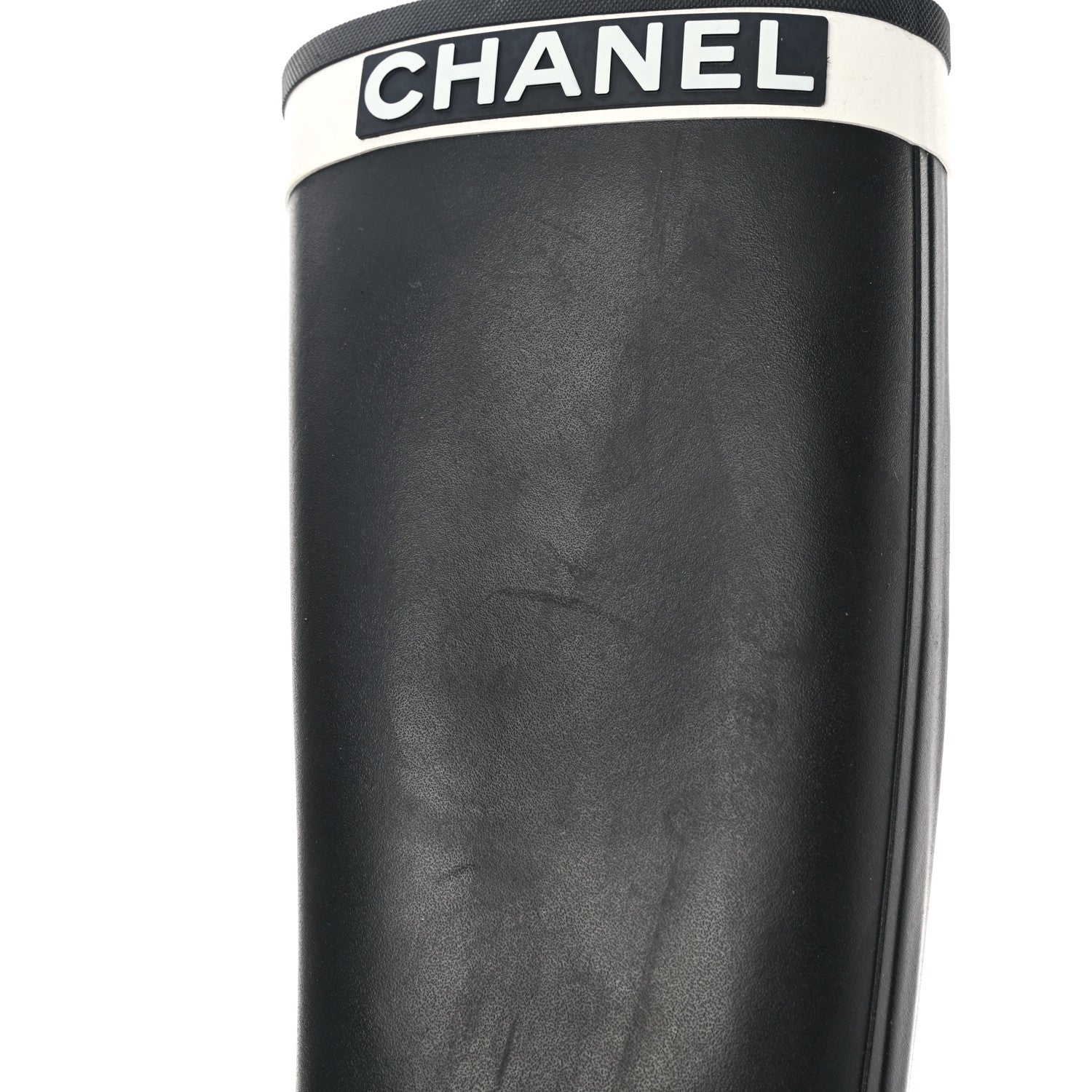 Chanel Rubber Logo Rain Boots 40 Black White 12 of 13