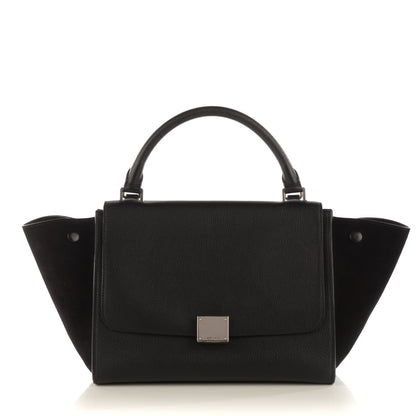 Celine Drummed Calfskin Suede Small Trapeze Black 1 of 7