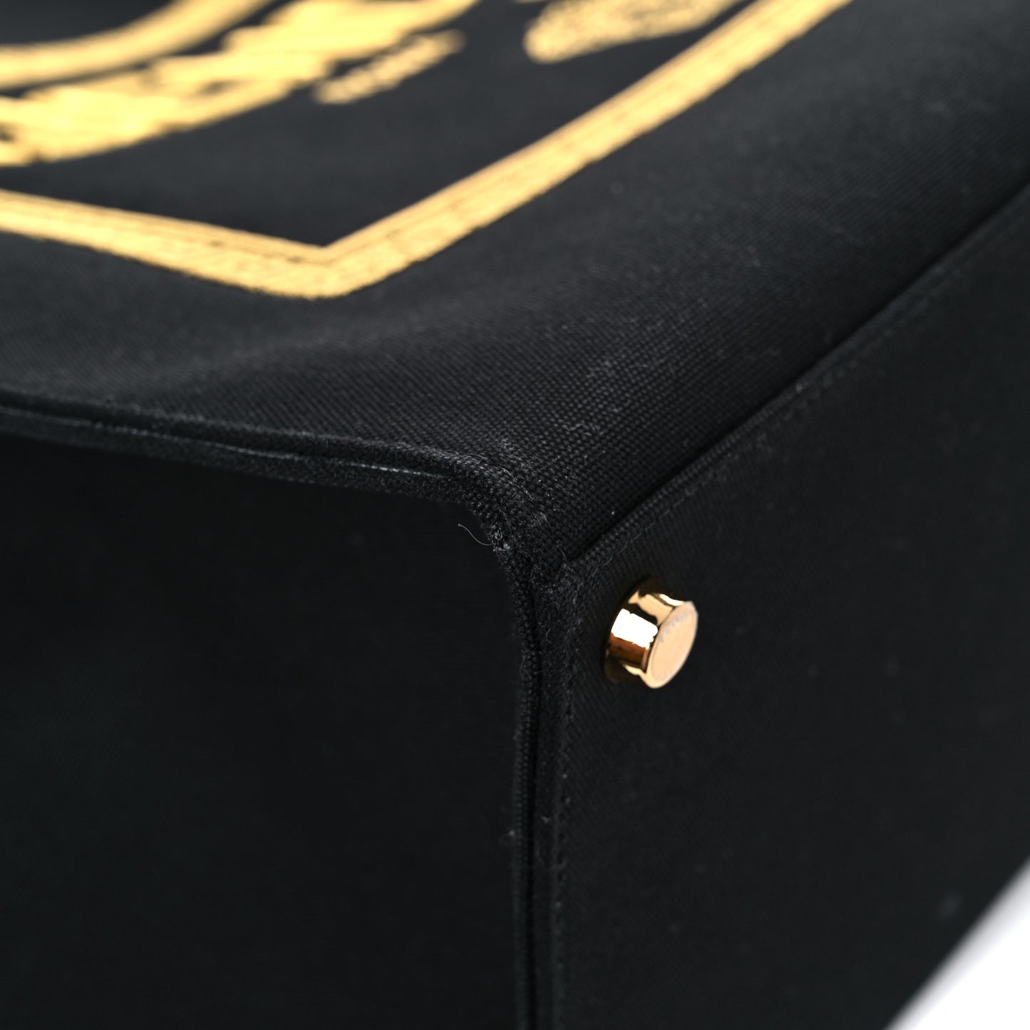 X VERSACE Canvas Fendace Logo Large Shopping Tote Black