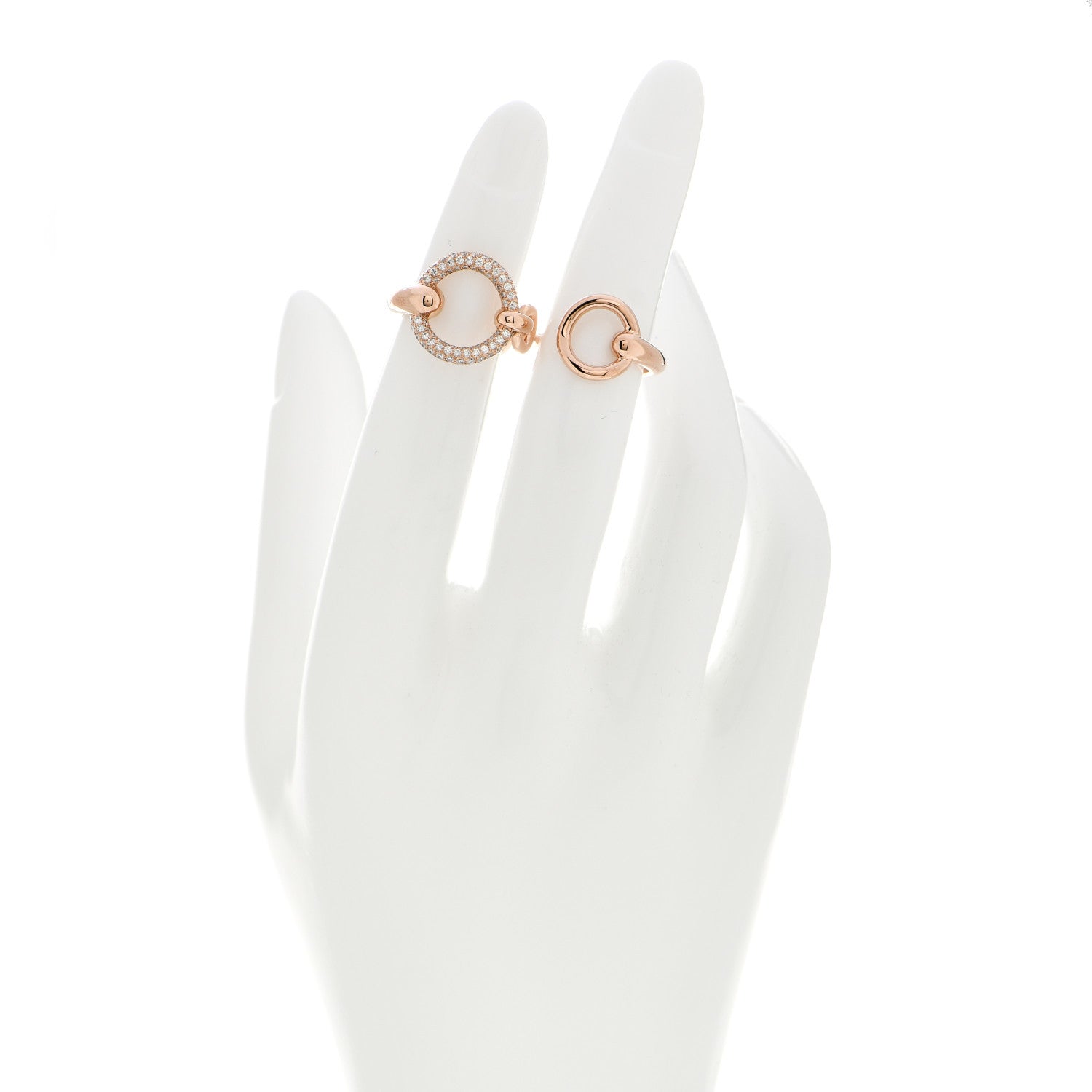 Hermes 18K Rose Gold Diamond Filet d'Or Double Ring 49 5 2 of 5