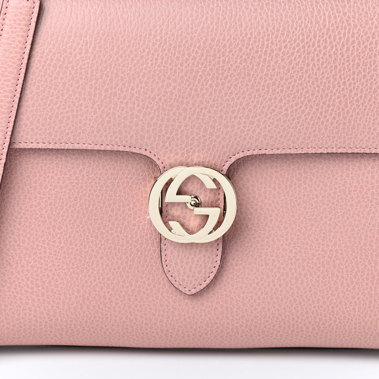 Dollar Calfskin Medium Interlocking G Top Handle Shoulder Bag Soft Pink