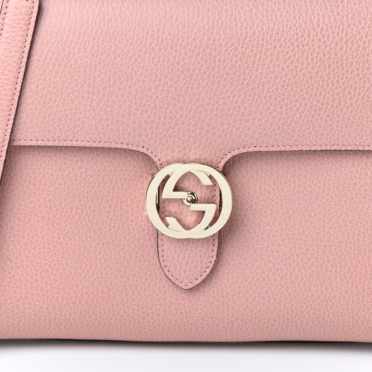 Gucci Dollar Calfskin Medium Interlocking G Top Handle Shoulder Bag Soft Pink 7 of 9