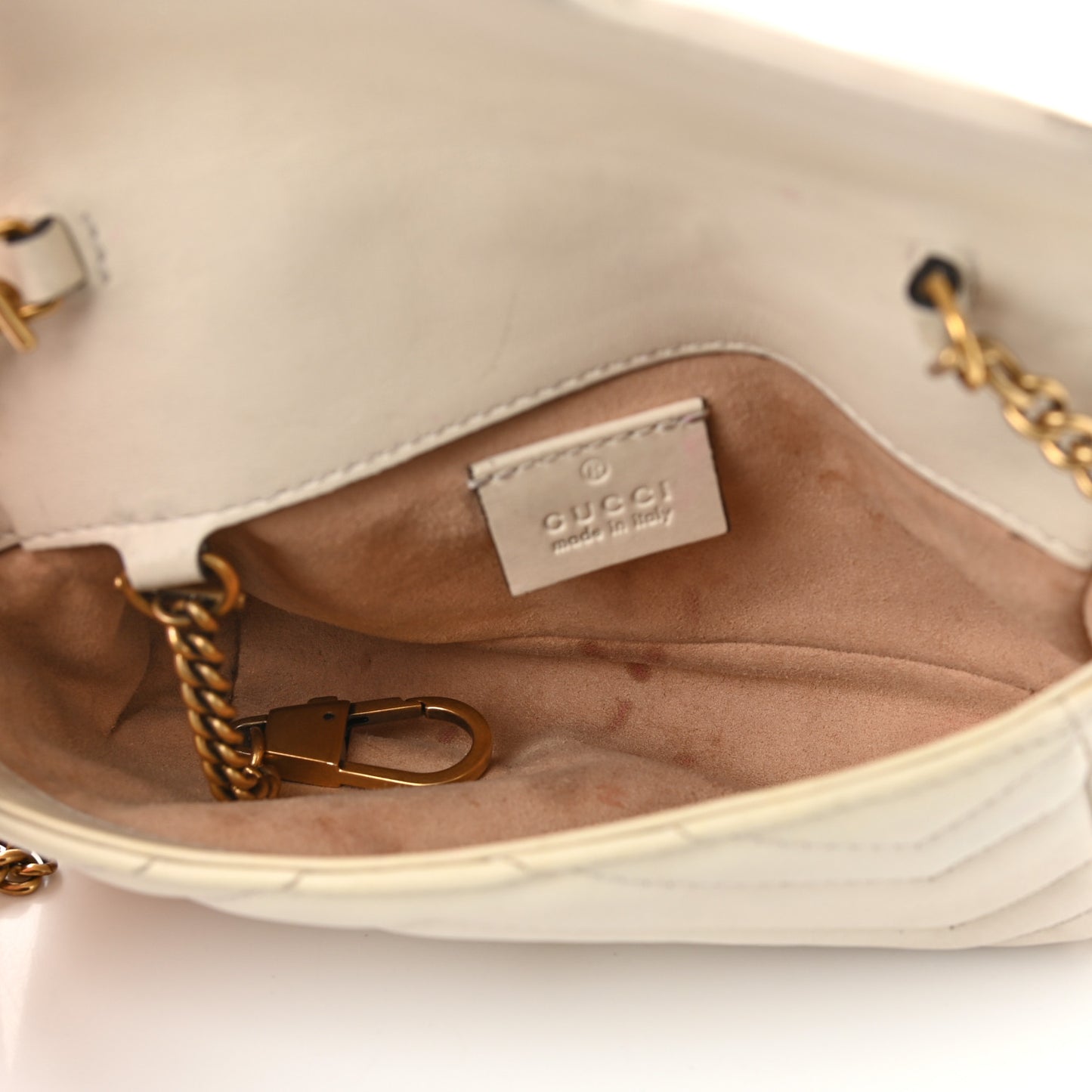 Calfskin Matelasse Super Mini GG Marmont Shoulder Bag White