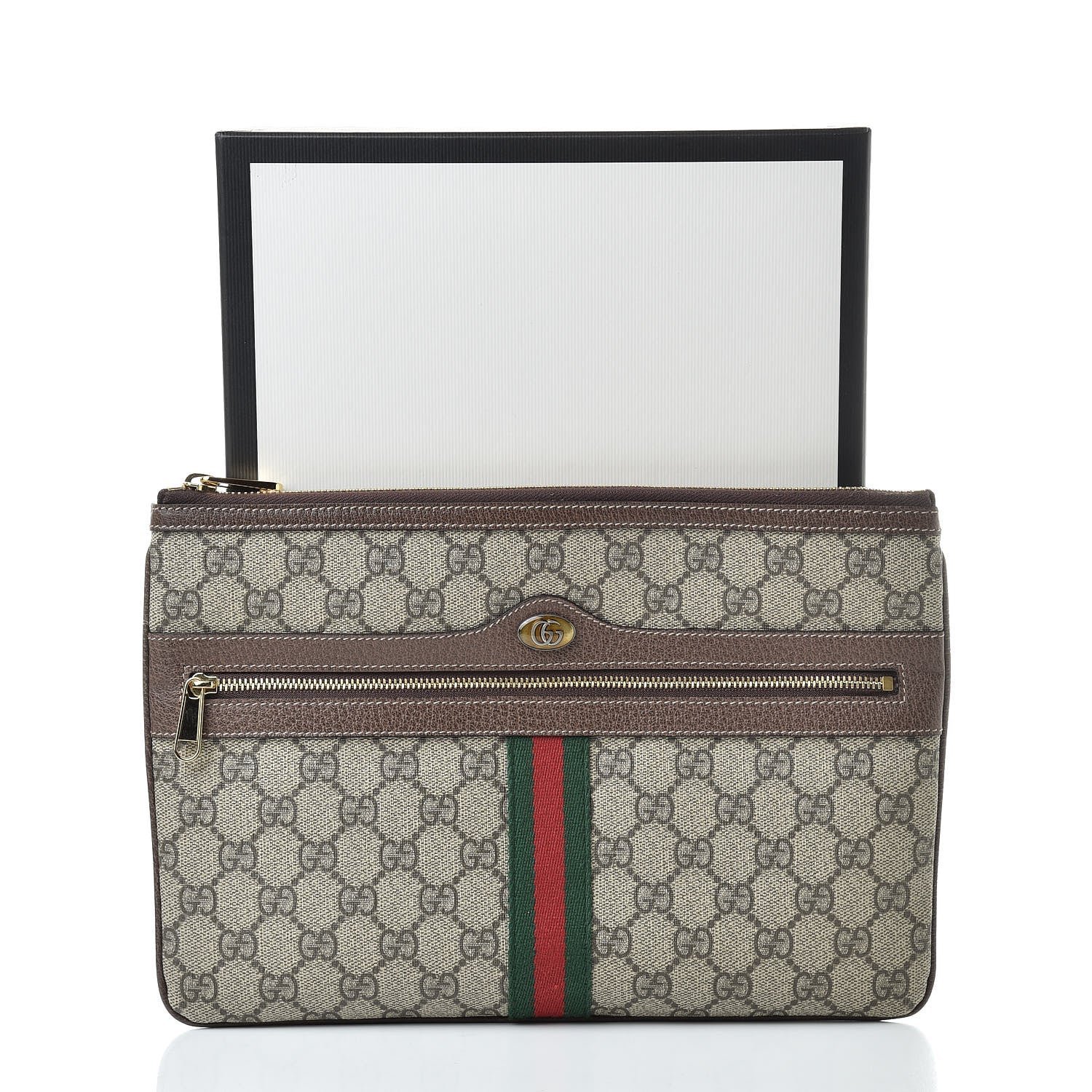 Gucci GG Supreme Monogram Large Ophidia Pouch Clutch Brown 9 of 9