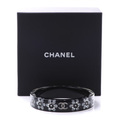 Chanel Resin Crystal CC Floral Bangle Bracelet Black 6 of 8