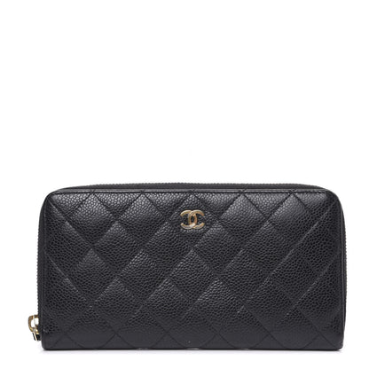 Chanel Caviar Quilted Large Gusset Zip Around Wallet Black 1 of 11