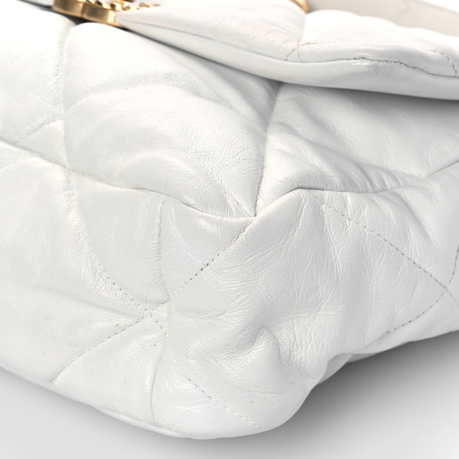 Chanel Goatskin Quilted Large Chanel 19 Flap White 9 of 9