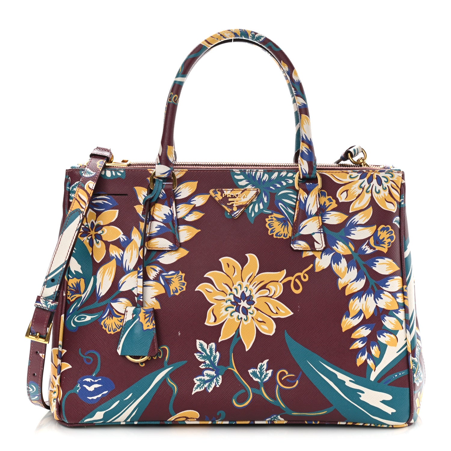 Prada Saffiano Print Medium Galleria Double Zip Tote Amaranto 1 of 17