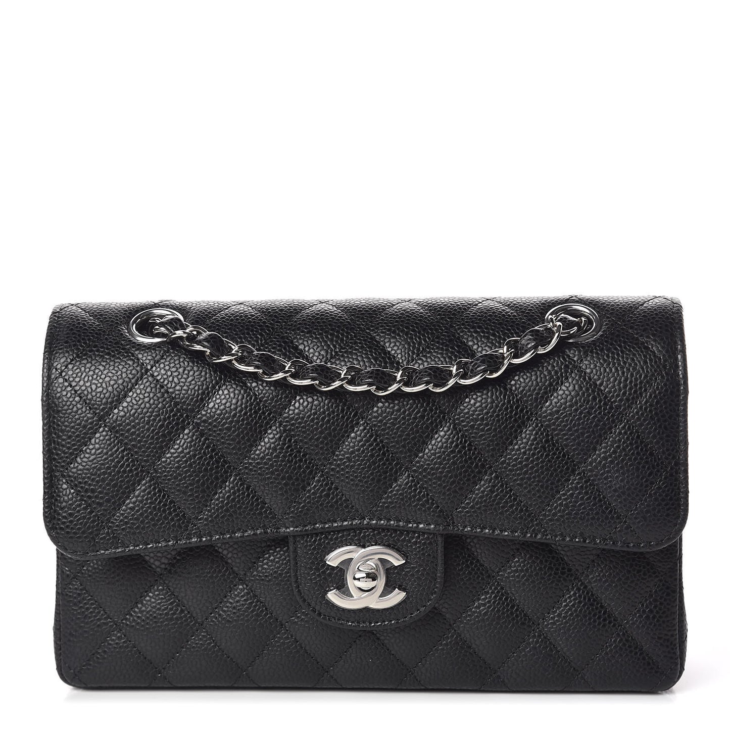 Caviar Quilted Small Double Flap Black