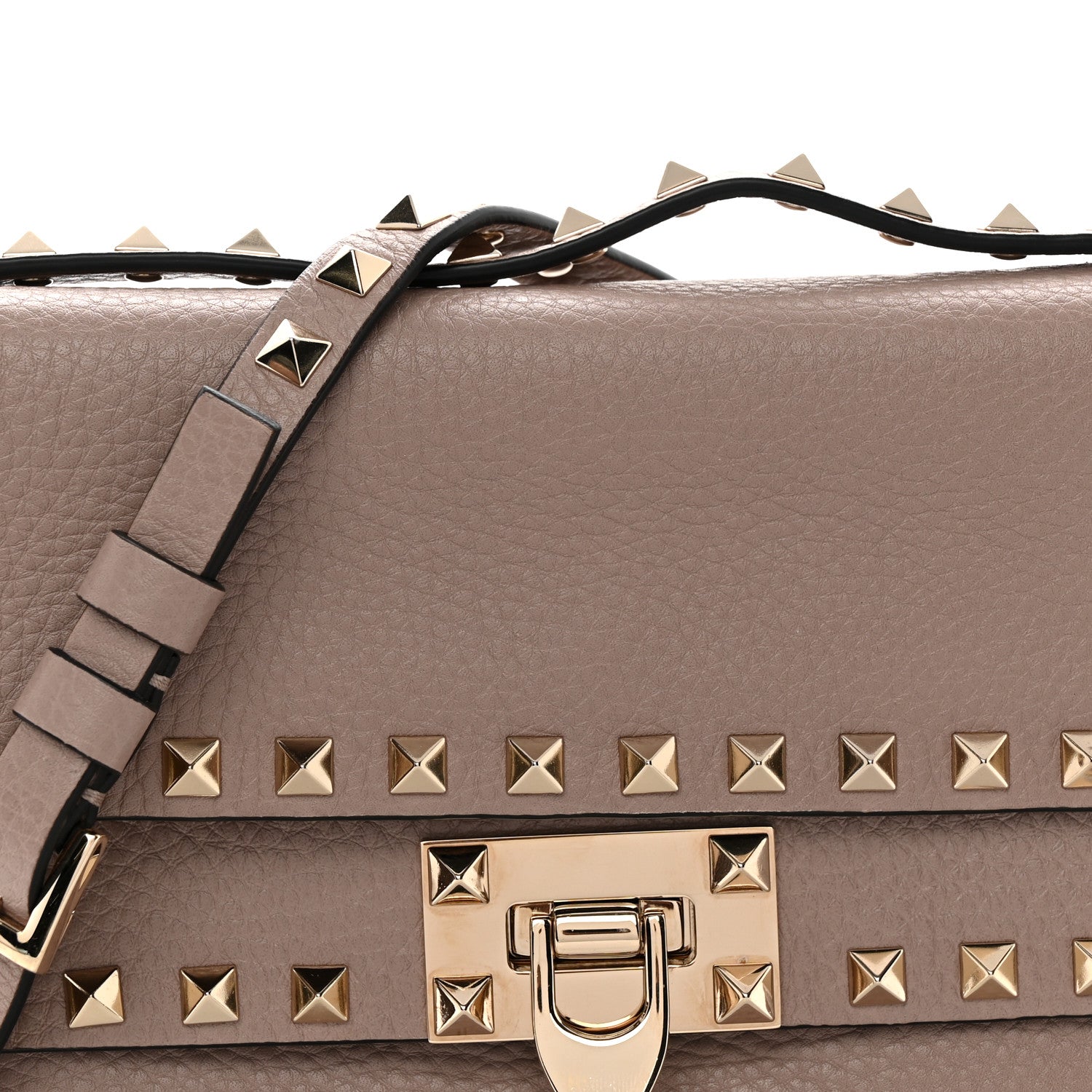 Valentino Garavani Grainy Calfskin Rockstud Double Flap Crossbody Bag Poudre 7 of 9