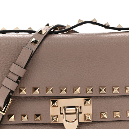 Valentino Garavani Grainy Calfskin Rockstud Double Flap Crossbody Bag Poudre 7 of 9