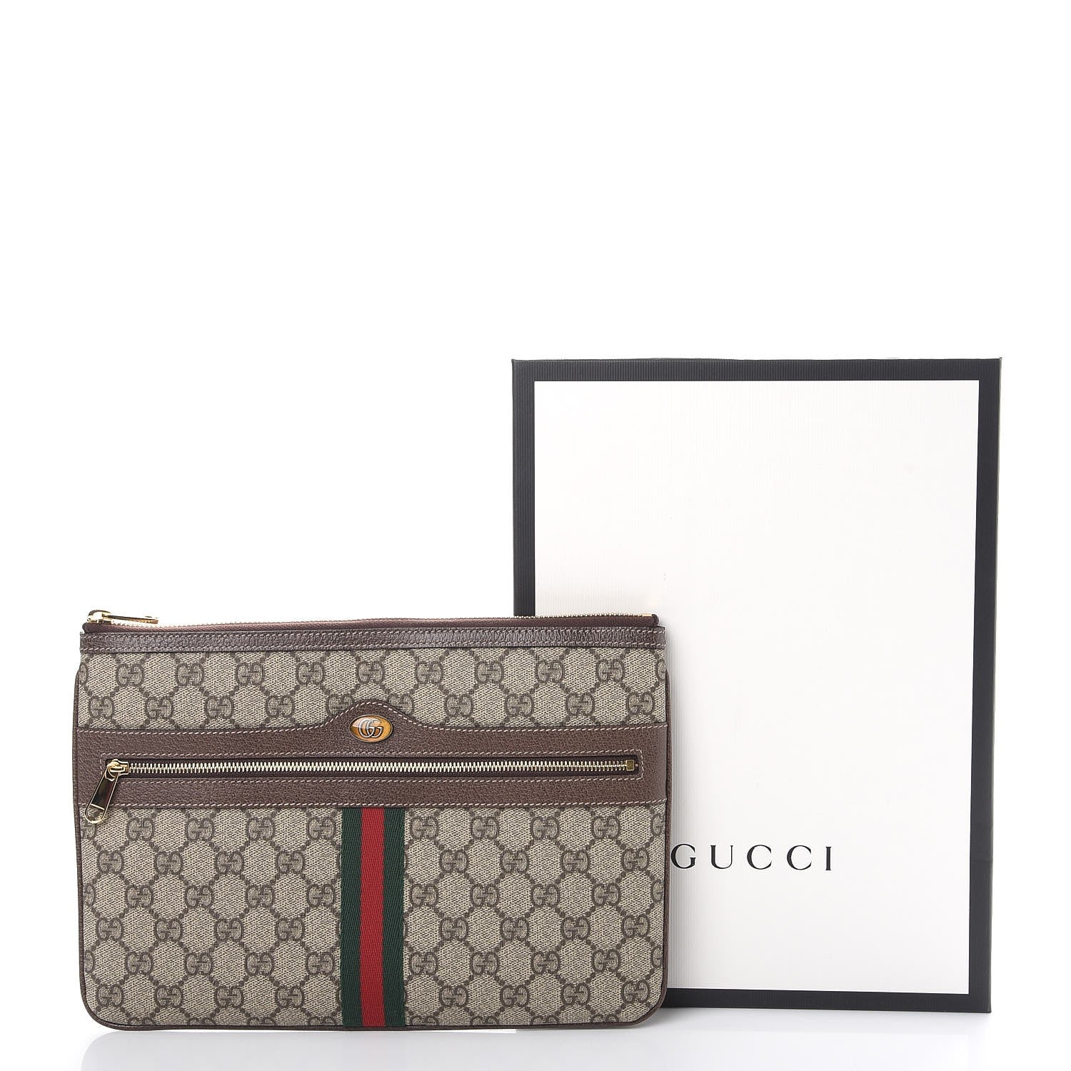 Gucci GG Supreme Monogram Large Ophidia Pouch Clutch Brown 8 of 8