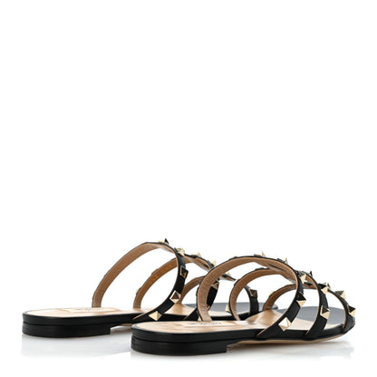 Valentino Garavani Nappa Rockstud Caged Flat Slide Sandals 36 Black 5 of 9