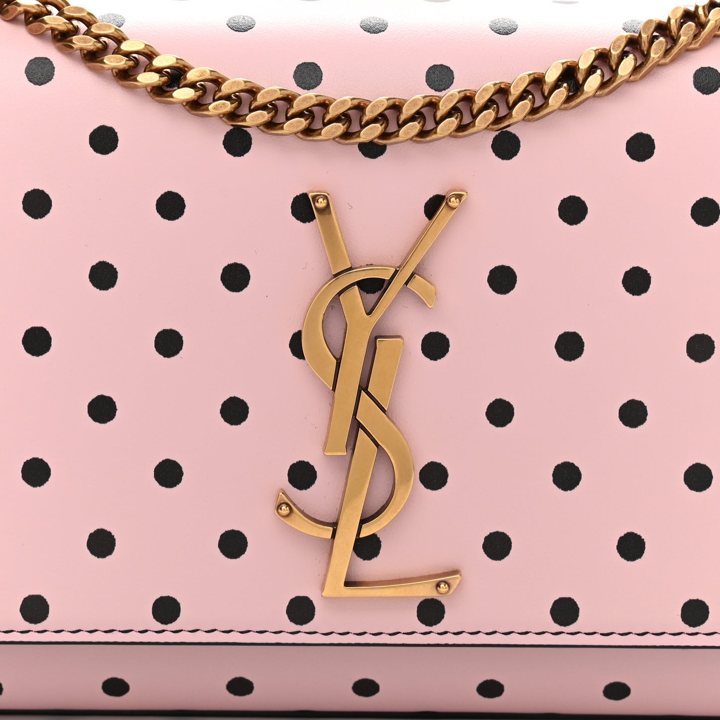 Calfskin Polka Dot Small Monogram Kate Satchel Rose Black