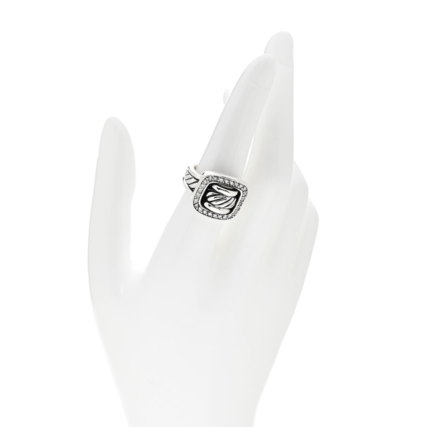 Sterling Silver Diamond Buckle Ring 54 7