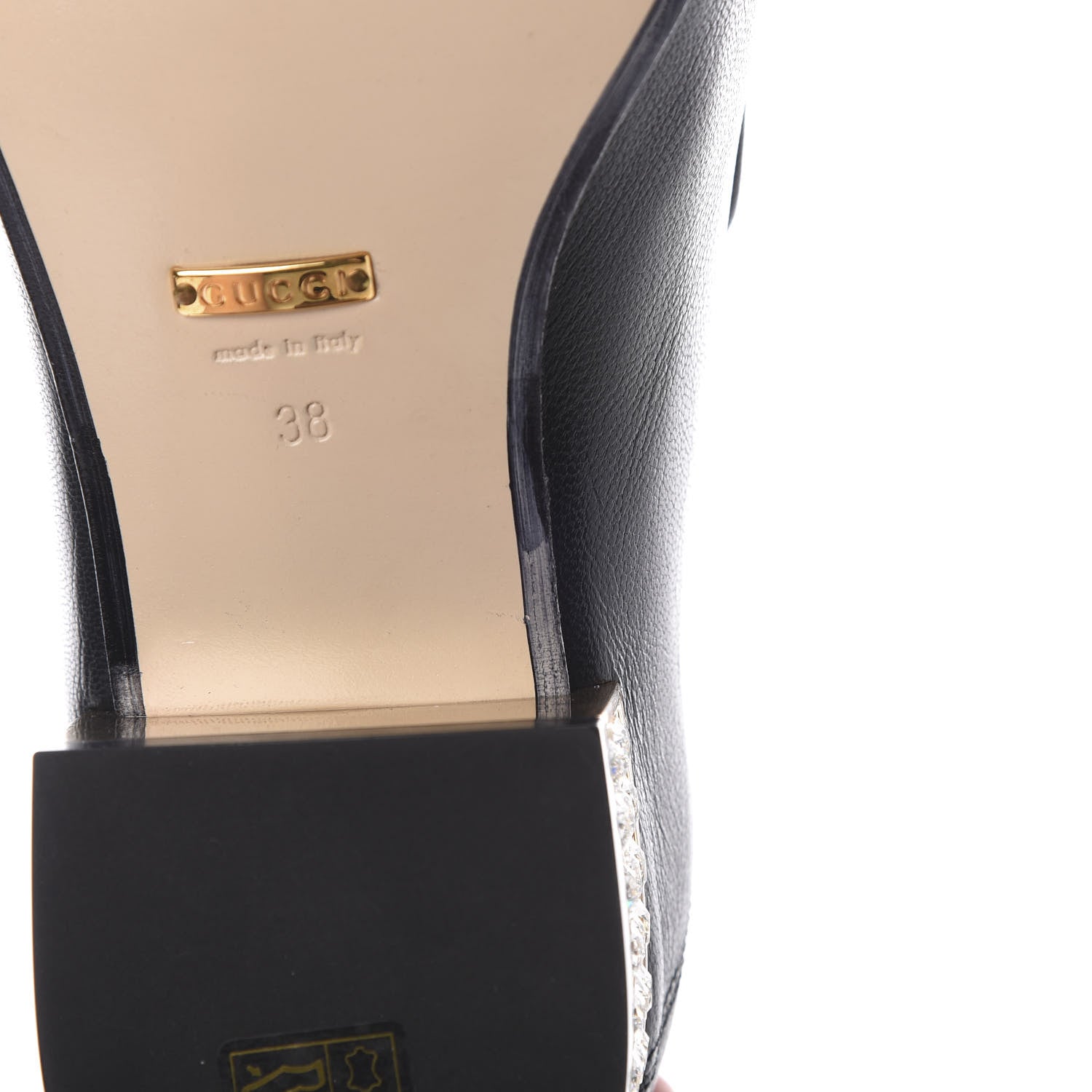 Gucci Goatskin Crystal Womens Horsebit Loafers 38 Black 10 of 14