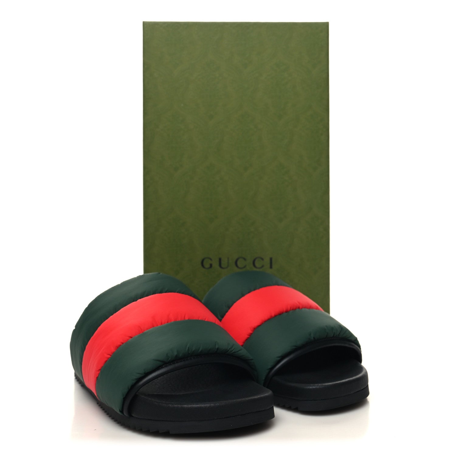 Gucci Nylon Web Womens Slide Sandals 37 Black Green Red 8 of 8