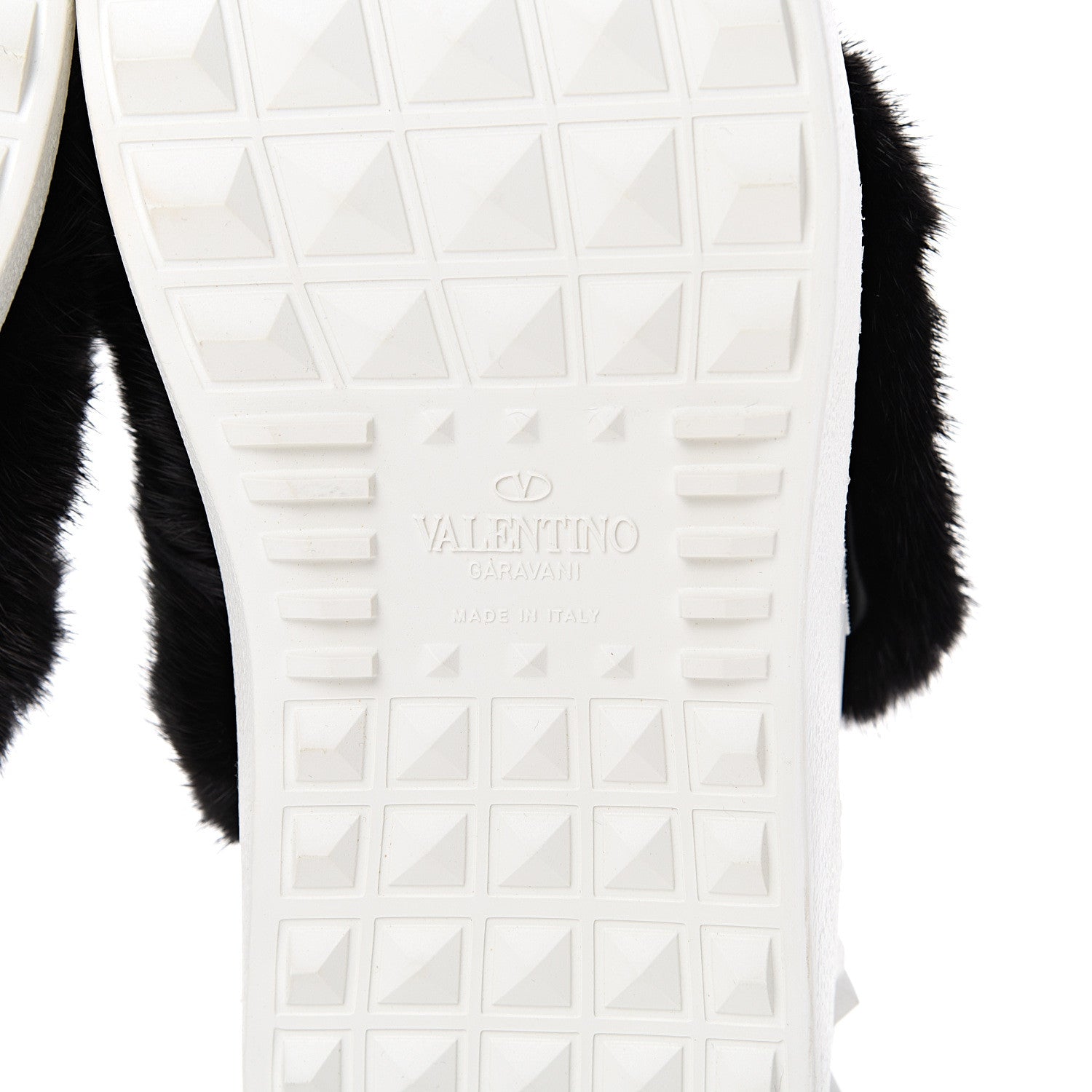 Valentino Garavani Calfskin Mink Fur Sneakers 37 White Black 6 of 7