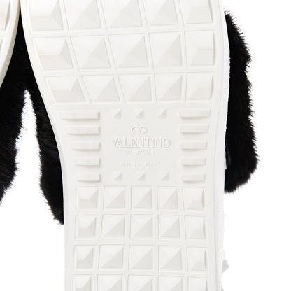 Valentino Garavani Calfskin Mink Fur Sneakers 37 White Black 6 of 7