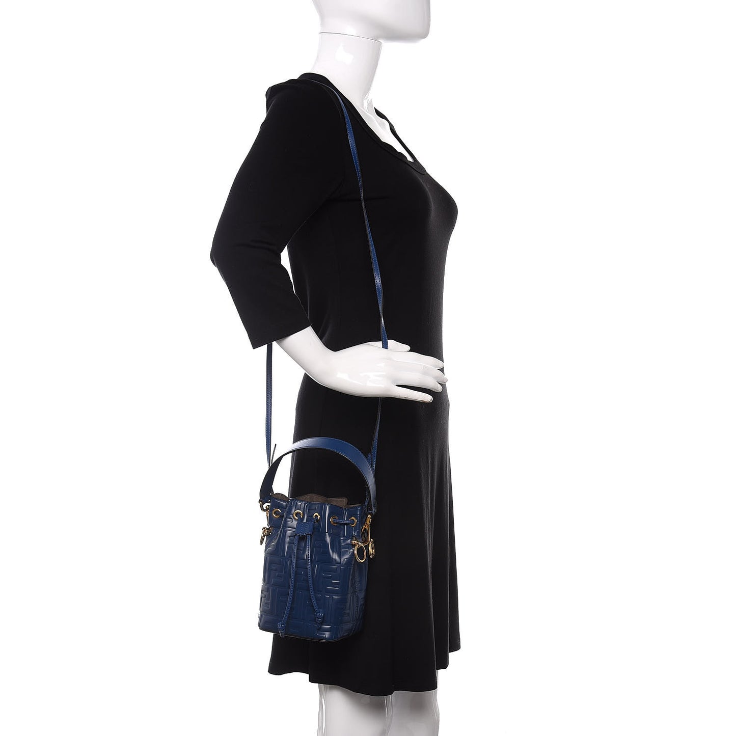 Vitello Liberty F is Fendi FF 1974 Embossed Mini Mon Tresor Bucket Bag Iris