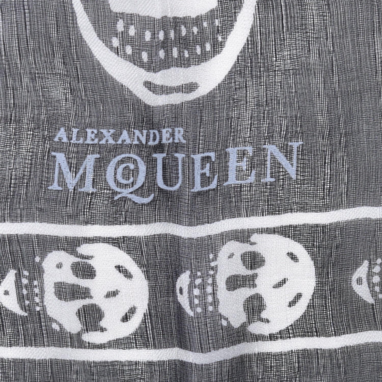 Alexander McQueen Silk Chiffon Skull Scarf Black Ivory 3 of 5