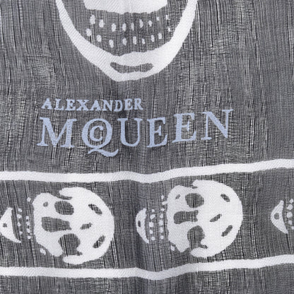 Alexander McQueen Silk Chiffon Skull Scarf Black Ivory 3 of 5