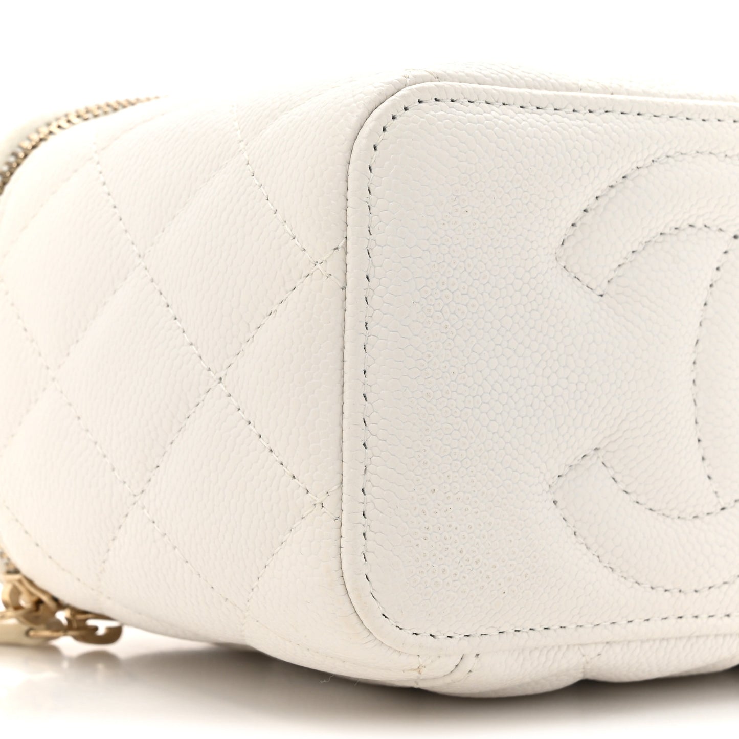 Caviar Quilted Sweetheart Vanity Case White