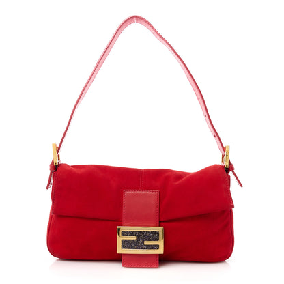 Fendi Suede Baguette Red 1 of 12