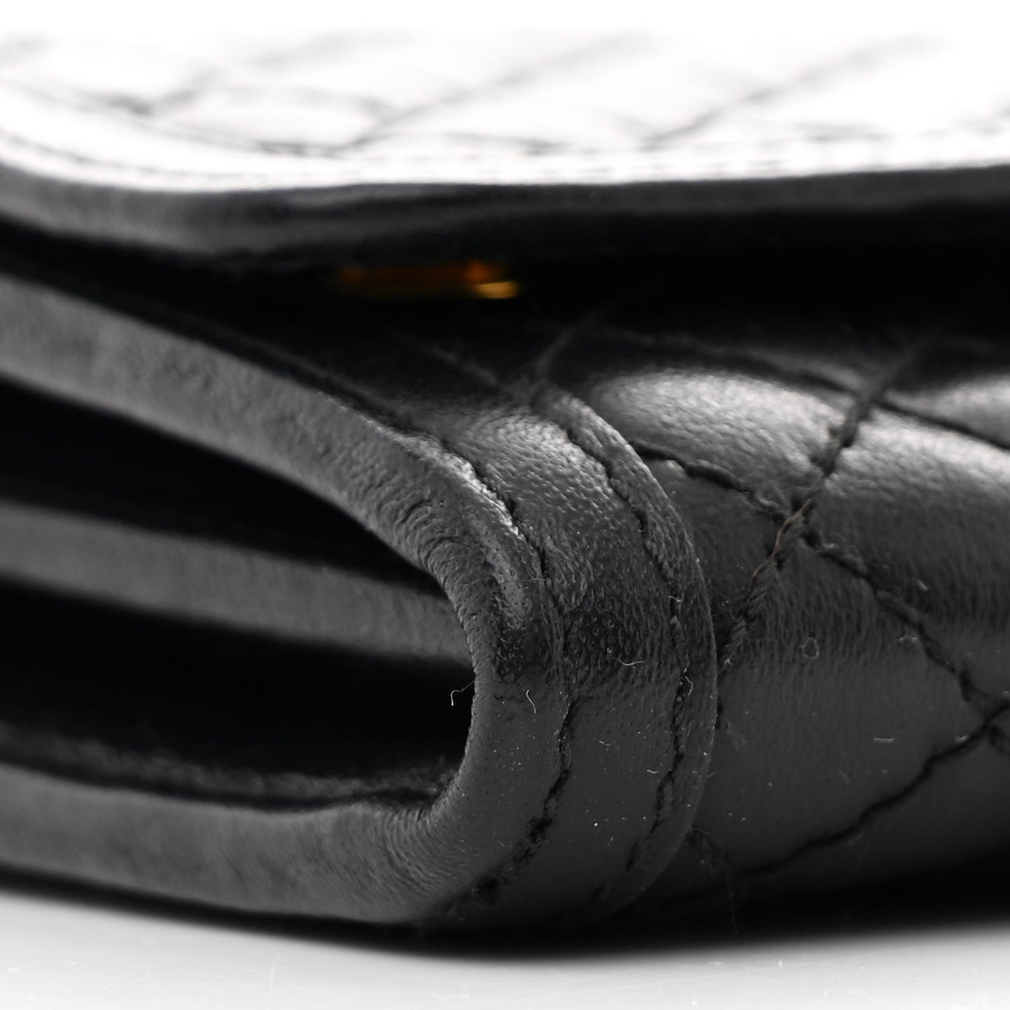 Soft Calfskin Quilted Chain Wallet Black