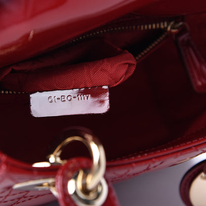 Christian Dior Patent Cannage Mini Lady Dior Red 9 of 10