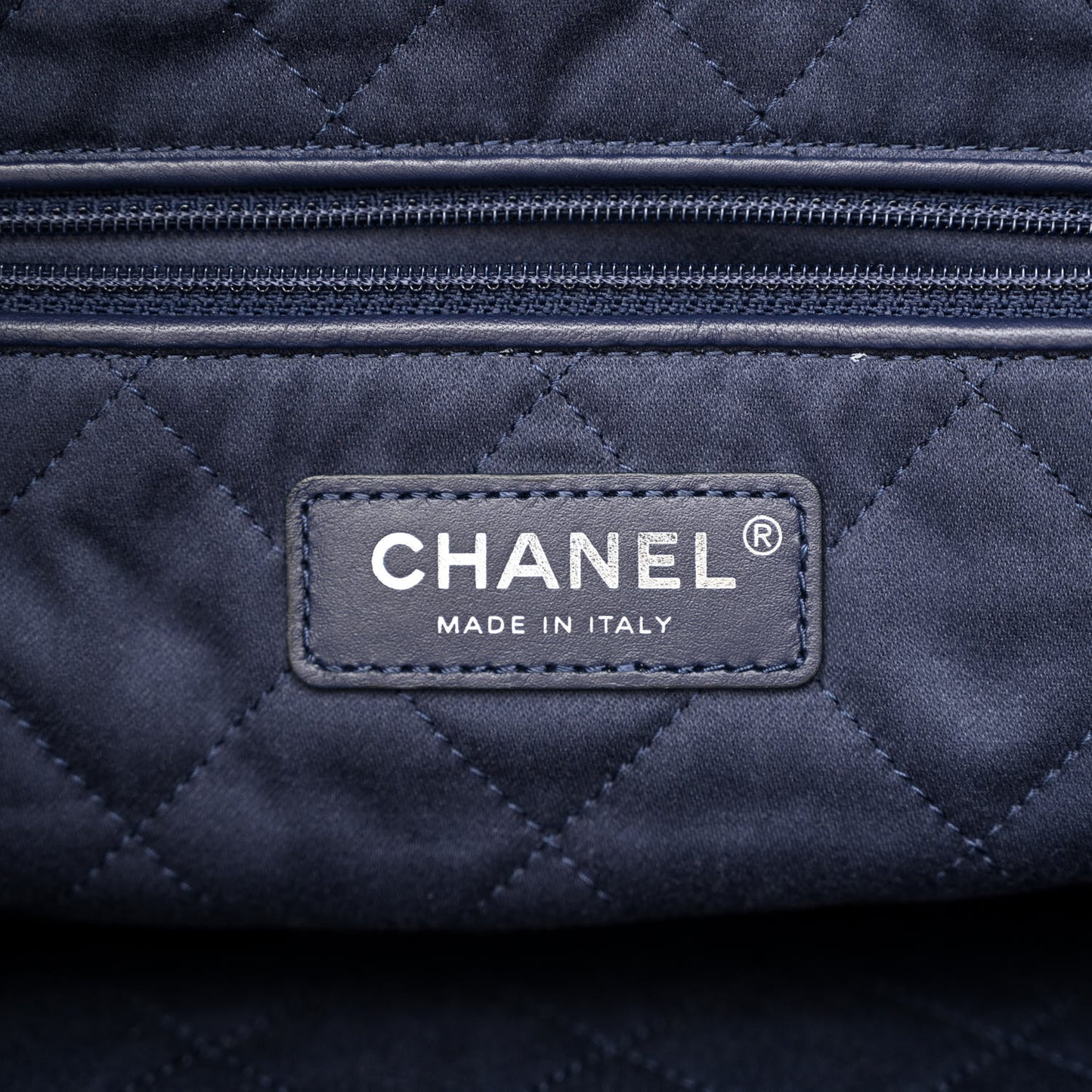 Metallic Calfskin Quilted Small Chanel 22 Navy Blue
