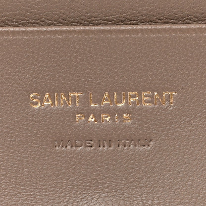 Saint Laurent Lambskin Matelasse Chevron Monochrome Monogram Flap Card Case Dusty Grey 6 of 9