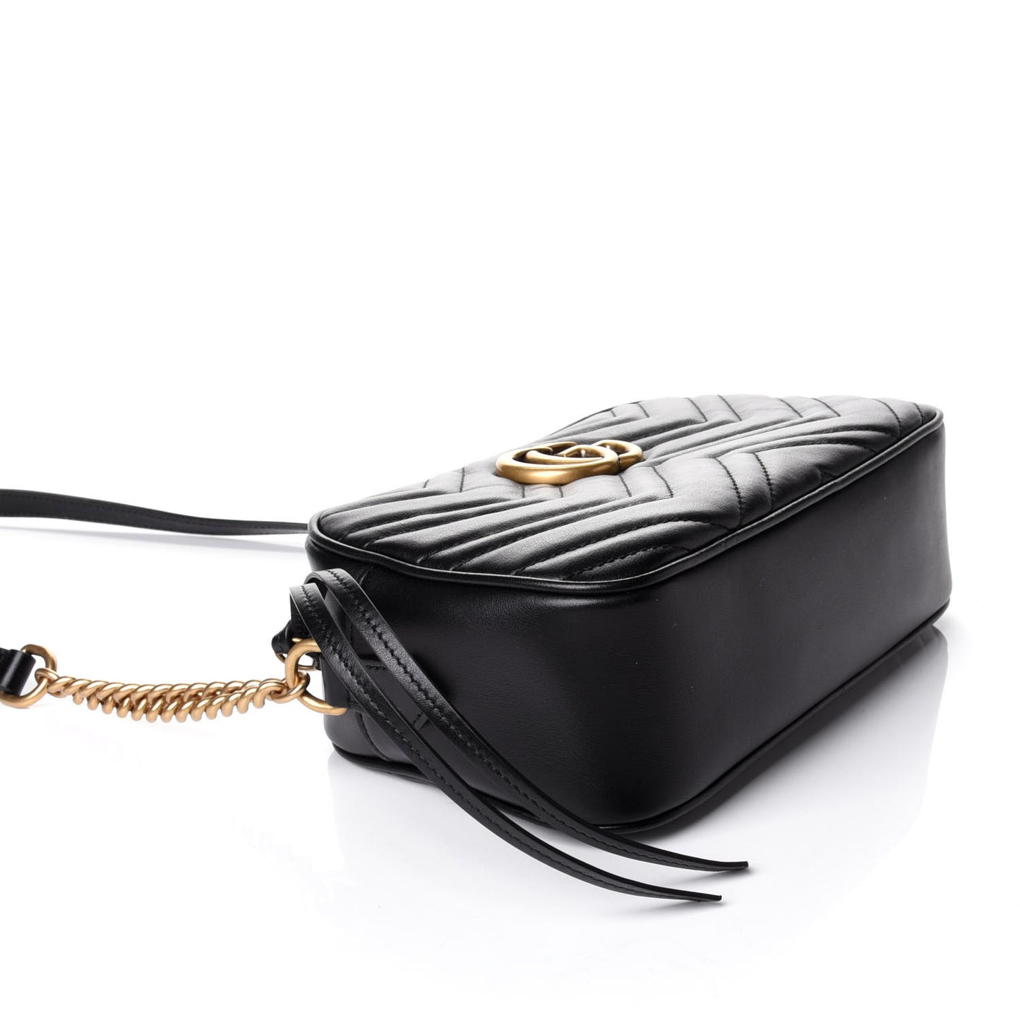 Calfskin Matelasse Small GG Marmont Chain Shoulder Bag Black