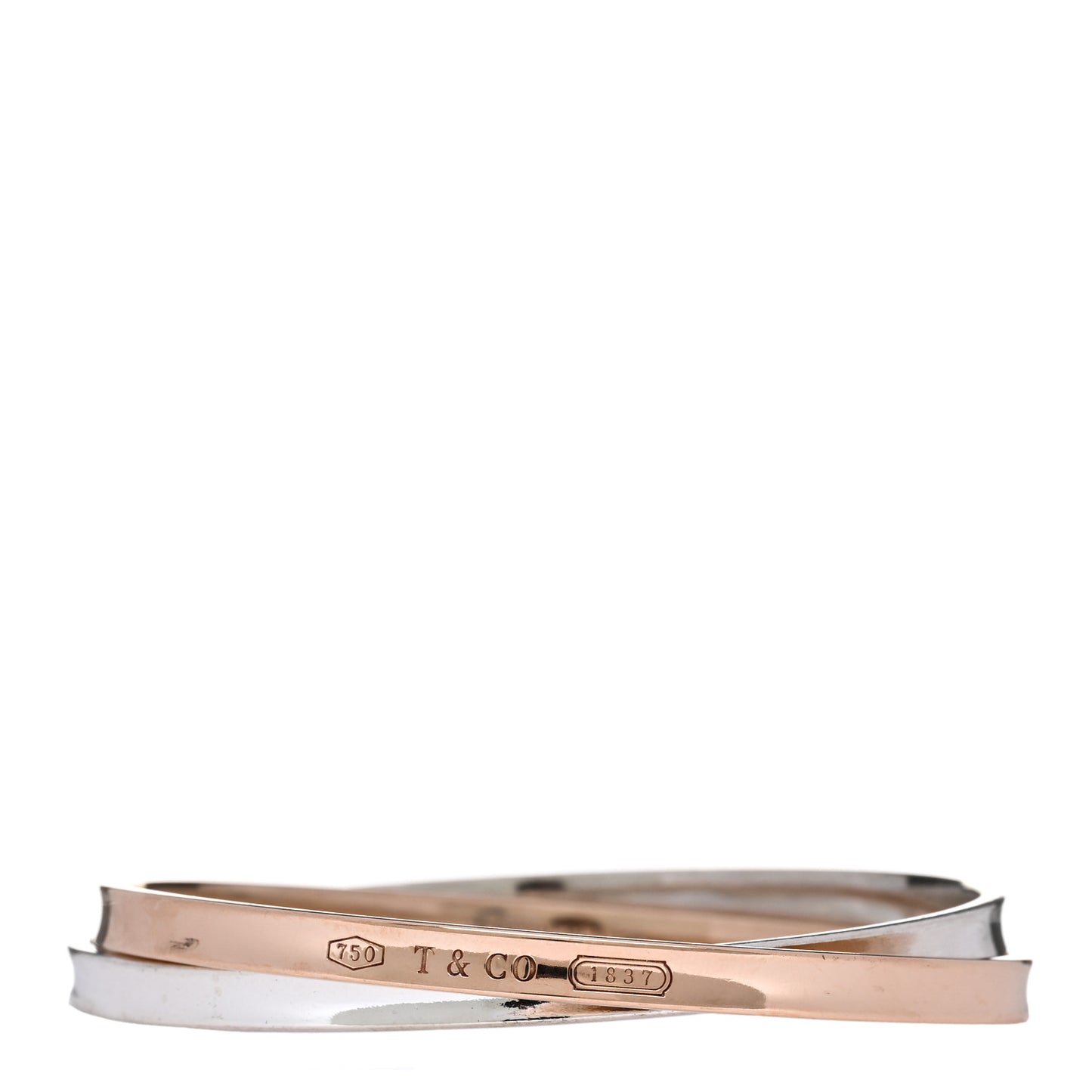 18K Rose Gold Sterling Silver 1837 Interlocking Bangle Bracelet