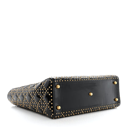 Christian Dior Patent Cannage Studded Large Lady Dior Black 5 of 12