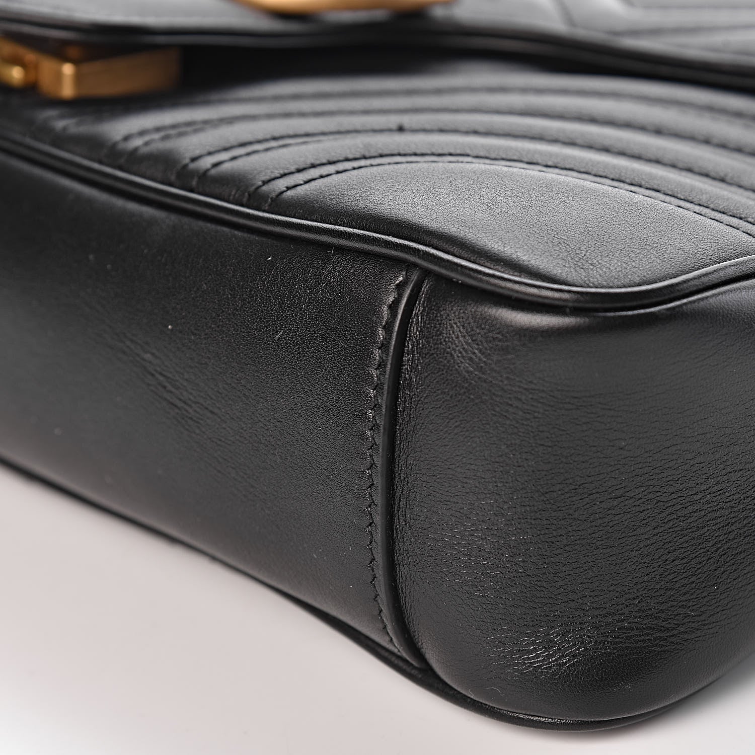 Gucci Calfskin Matelasse Medium GG Marmont Shoulder Bag Black 9 of 10
