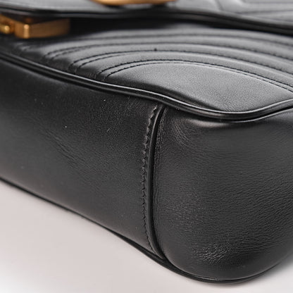 Gucci Calfskin Matelasse Medium GG Marmont Shoulder Bag Black 9 of 10